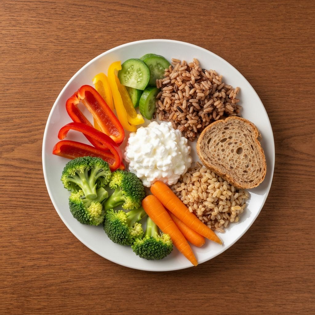 Balanced plate with diverse food groups